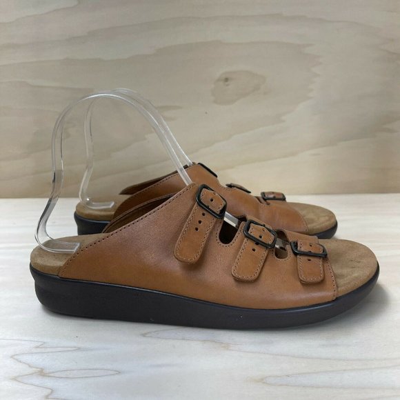 Sas Tripad Comfort Womens M9592966 Leather Buckle Brown Slide Sandals Size 10 N - Picture 1 of 8